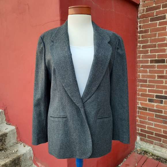 Pendleton Vintage 90's USA Wool Blazer Jacket Charcoal Gray - Picture 2 of 10